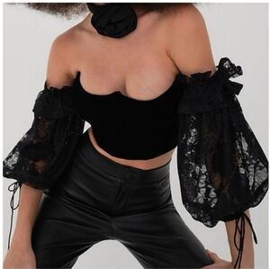 FOR LOVE & LEMONS Regina Corset Top, Black, SM
